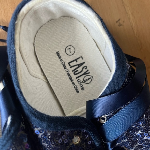 Custom Sequin Saddle Shoes Navy White Swing Lindy Hop Mens 7 / Womens 9 Sneakers - Picture 4 of 5